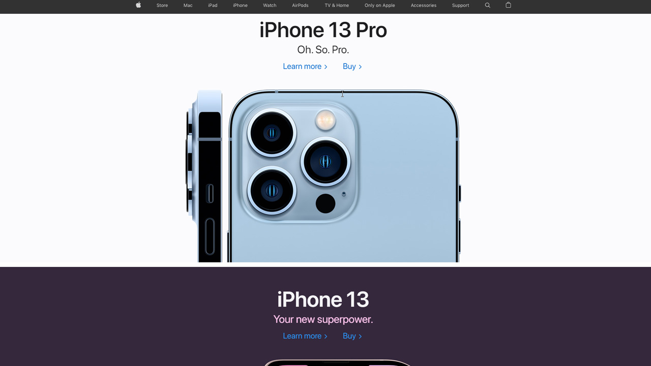 Apple landing page CTA example