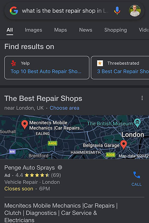 best repair shop voice search term